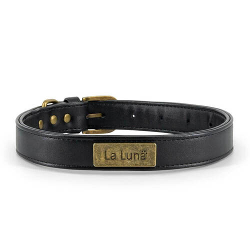 Vegan leather collar [Size: Large] [Colour: Black]