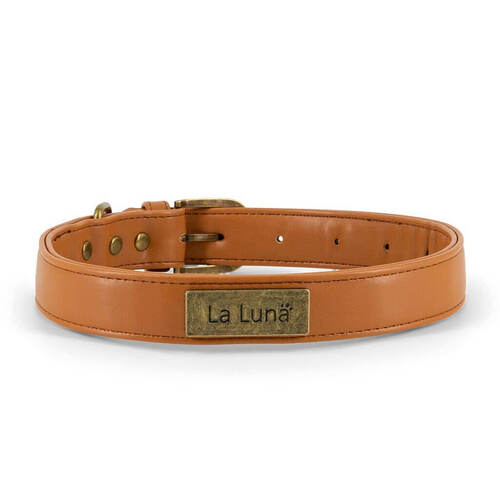 Vegan leather collar [Size: Large] [Colour: Tan]