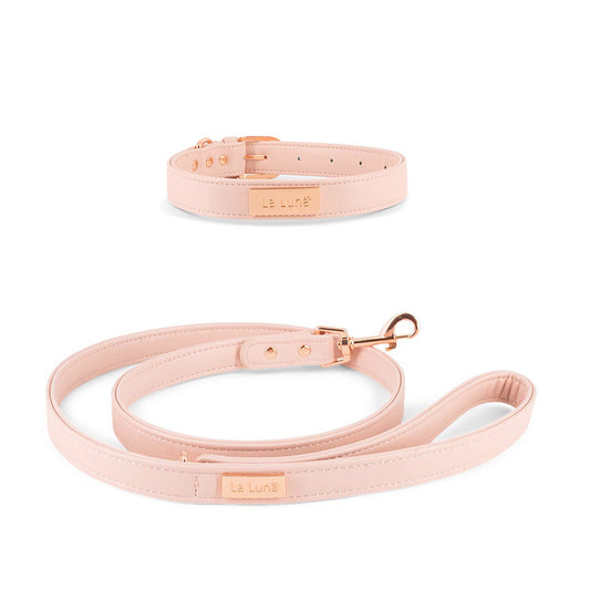 Vegan leather Leash Collar Set Pink